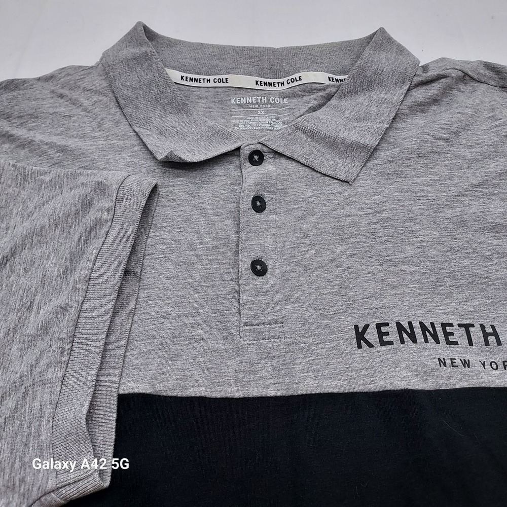 Kenneth Cole New York Men's Gray Black Color Block Polo Shirt Size 2X